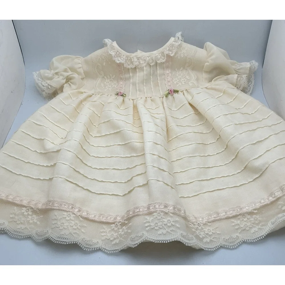 Vintage‎ Christian Dior Enfante Newborn Dress Cream Lace Heirloom Quality